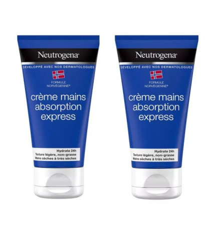 Neutrogena – Crème Mains Absorption Express Formule Norvégienne lot de 2, 2 x 75 ml