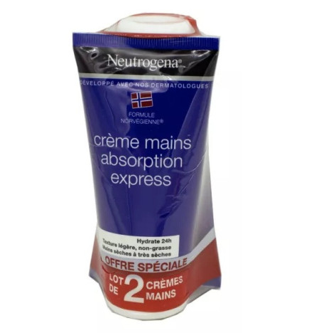 Neutrogena – Crème Mains Absorption Express Formule Norvégienne lot de 2, 2 x 75 ml