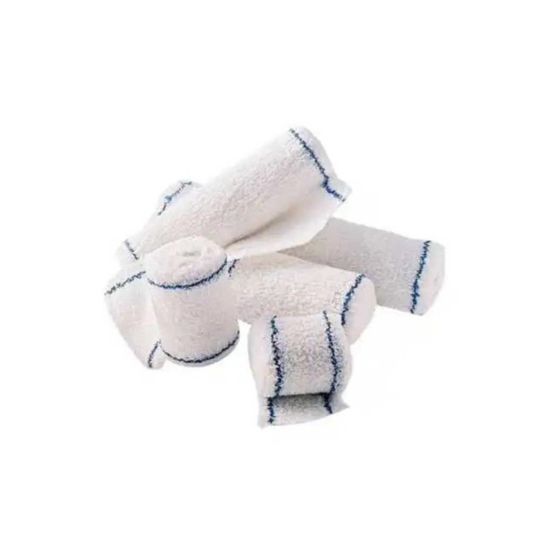 Hartmann – Bandes de crêpe, Coton lisières bleues 10 cm x 4 m, boîte de 20