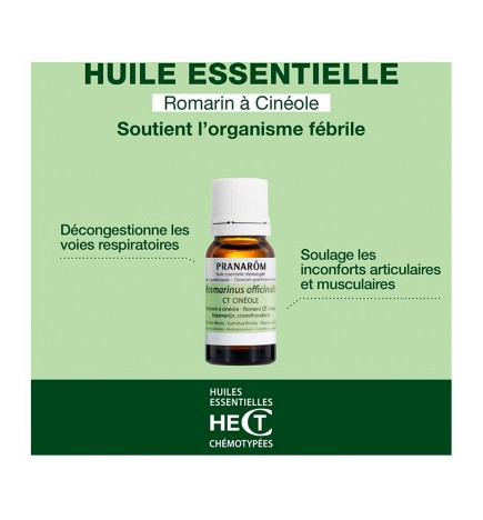 Pranarôm – Huile Essentielle Romarin à Cinéole, 10 ml