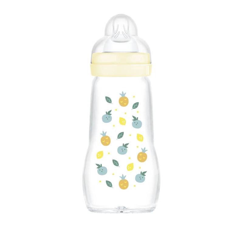 MAM – Biberon Verre Débit 2 Blanc, 260 ml