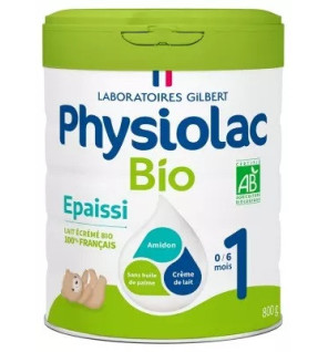 Physiolac Bio – Formule Épaissie 1 Lait Infantile Bio 0-6 mois, 800 g