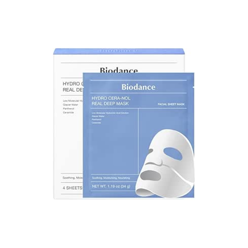 Biodance – Hydro Cera‑Nol Real Deep Mask Masque Profond Acide Hyaluronique, 4 × 34 g