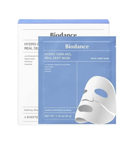 Biodance – Hydro Cera‑Nol Real Deep Mask Masque Profond Acide Hyaluronique, 4 × 34 g