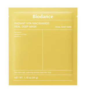 Biodance – Real Deep Mask Radiant Vita Niacinamide Masque Illuminateur Unifiant, 34 g