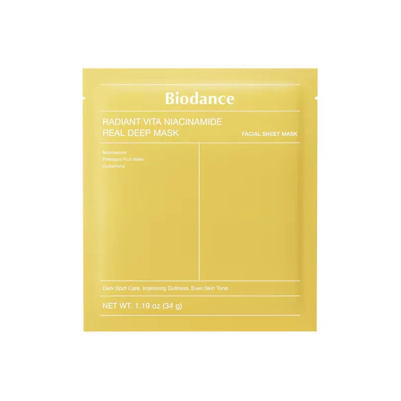 Biodance – Real Deep Mask Radiant Vita Niacinamide Masque Illuminateur Unifiant, 34 g