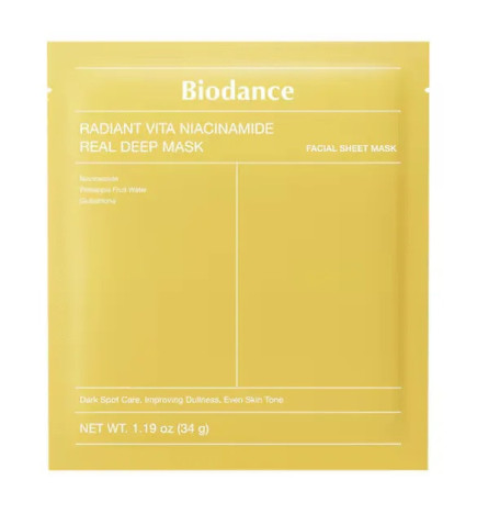 Biodance – Real Deep Mask Radiant Vita Niacinamide Masque Illuminateur Unifiant, 34 g