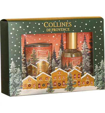 Collines de Provence – Coffret Mandarine Confite Parfum d’Intérieur + Bougie