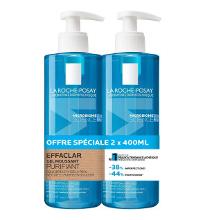 La Roche-Posay – Effaclar Gel Moussant Purifiant Peaux Grasses Tendance Acnéique, 2 x 400 ml