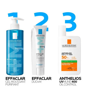 La Roche-Posay – Effaclar Gel Moussant Purifiant Peaux Grasses Tendance Acnéique, 2 x 400 ml