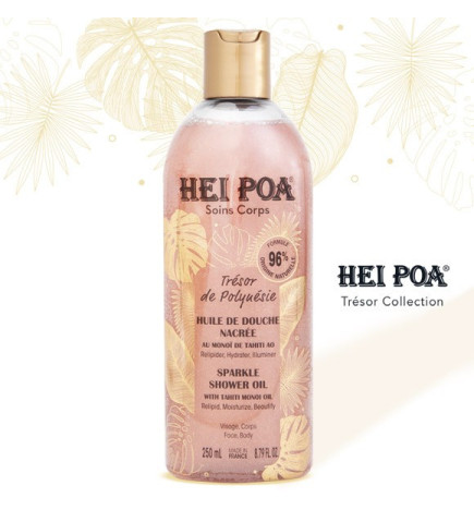 Heipoa – Huile de Douche Nacrée au Monoï de Tahiti Bio, 250 ml