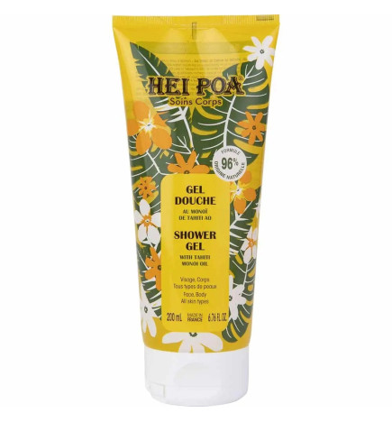 Hei Poa – Gel Douche au Monoï de Tahiti AO Visage & Corps, 200 ml
