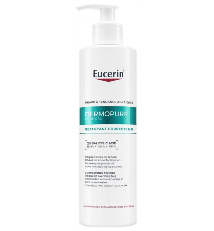 Eucerin – Dermopure Clinical Gel Nettoyant Triple Action Visage et Corps, 400 ml