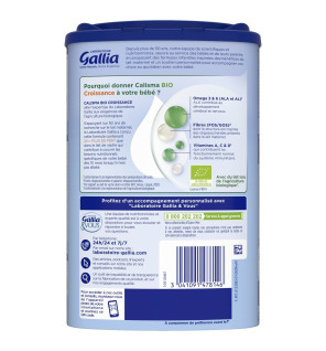 Gallia – Calisma Croissance Bio 3ème âge +10 mois, 800 g
