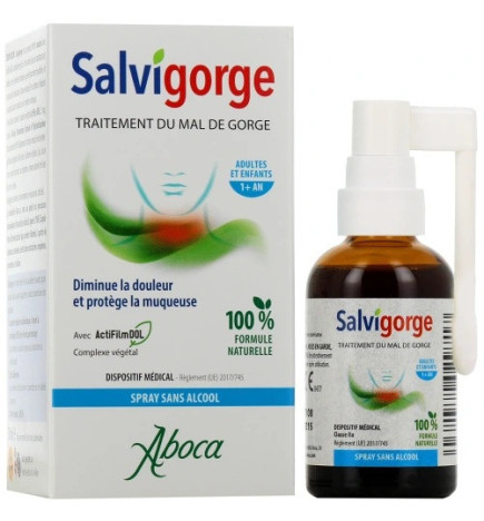 Aboca – Salvigorge 2Act spray gorge sans alcool, 30 ml
