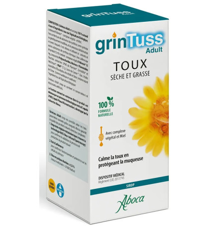 Aboca – Grintuss Adult sirop toux sèche et grasse, 128 g