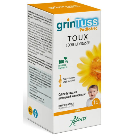Aboca – Grintuss Pediatric sirop toux sèche et grasse enfant, 128 g