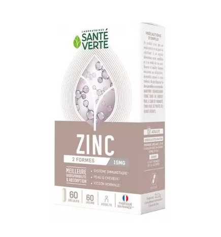 Santé Verte – Zinc 15 mg, 60 gélules