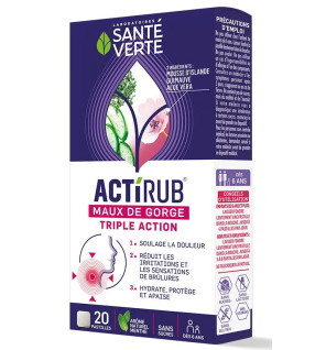 Sante Verte – ActiRub Maux de Gorge Triple Action, 20 pastilles