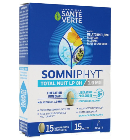 Santé Verte – Somniphyt Total Nuit LP 8H 1,9 mg, 15 comprimés