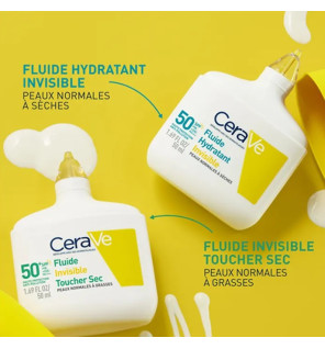 CeraVe – Fluide Hydratant Invisible SPF50 Haute Protection, 50 ml