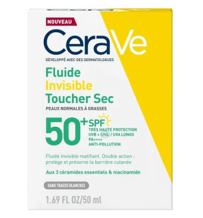 CeraVe – Fluide Invisible Toucher Sec SPF50+ Haute Protection visage, 50 ml