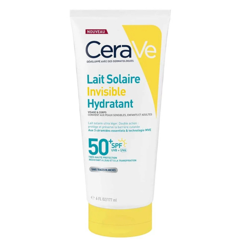 CeraVe – Lait Solaire Invisible Hydratant SPF50+ Haute Protection visage et corps, 177 ml CeraVe – Lait Solaire Invisible Hydratant SPF50+ Haute Protection visage et corps, 177 ml