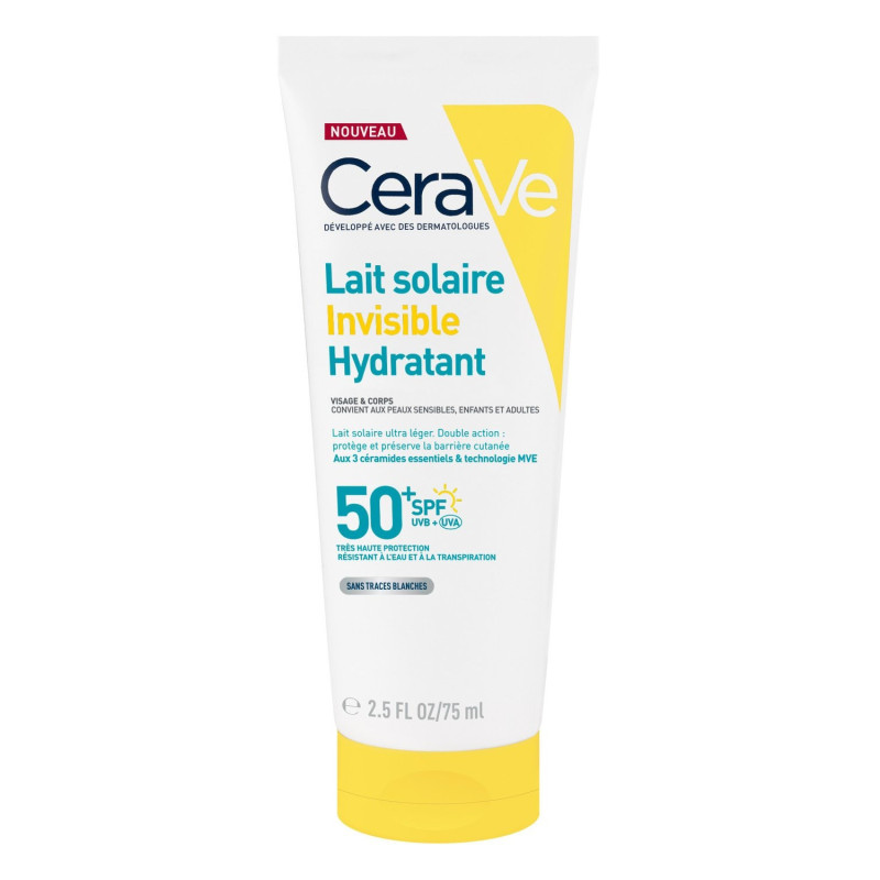 CeraVe – Lait Solaire Invisible Hydratant SPF50+ Haute Protection visage et corps, 75 ml CeraVe – Lait Solaire Invisible Hydratant SPF50+ Haute Protection visage et corps, 75 ml