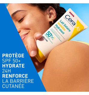 CeraVe – Lait Solaire Invisible Hydratant SPF50+ Haute Protection visage et corps, 75 ml