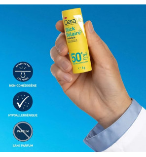 CeraVe – Stick Solaire Invisible SPF50+ Haute Protection visage et zones sensibles, 8 g
