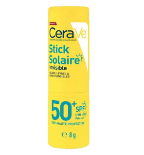 CeraVe – Stick Solaire Invisible SPF50+ Haute Protection visage et zones sensibles, 8 g