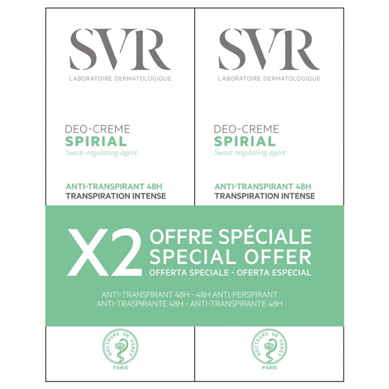 SVR – Spirial Déo-Crème Anti-Transpirant Intense 48H Lot 2 x 50 ml