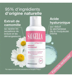 Saugella – Poligyn 50+ Soin Lavant Intime 3en1 Ménopause, 2 x 500 ml