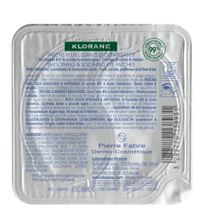 Klorane – Patchs yeux lissants & défatigants bleuet bio & acide hyaluronique, 2 patchs