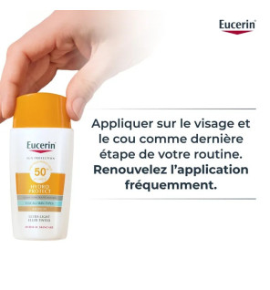 Eucerin – Fluide Solaire Ultra-Léger Hydro Protect SPF50+ Teinte Médium, 50 ml