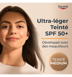 Eucerin – Fluide Solaire Ultra-Léger Hydro Protect SPF50+ Teinte Médium, 50 ml