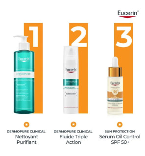 Eucerin – Oil Control Sérum Solaire Ultra-Léger SPF50+ Visage, 30 ml
