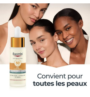 Eucerin – Oil Control Sérum Solaire Ultra-Léger SPF50+ Visage, 30 ml