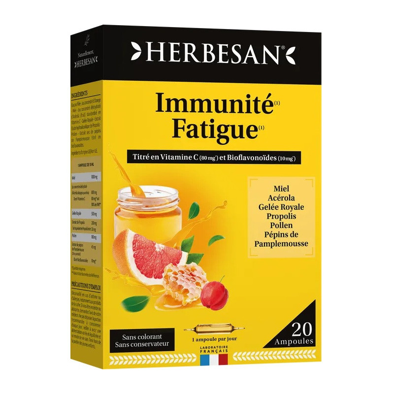Herbesan – Complexe Vitalité Défenses Immunitaires, 20 ampoules de 10 ml