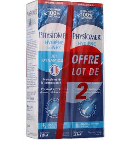 Physiomer – Spray Nasal Jet Dynamique Adultes et Enfants, 2 x 125 ml