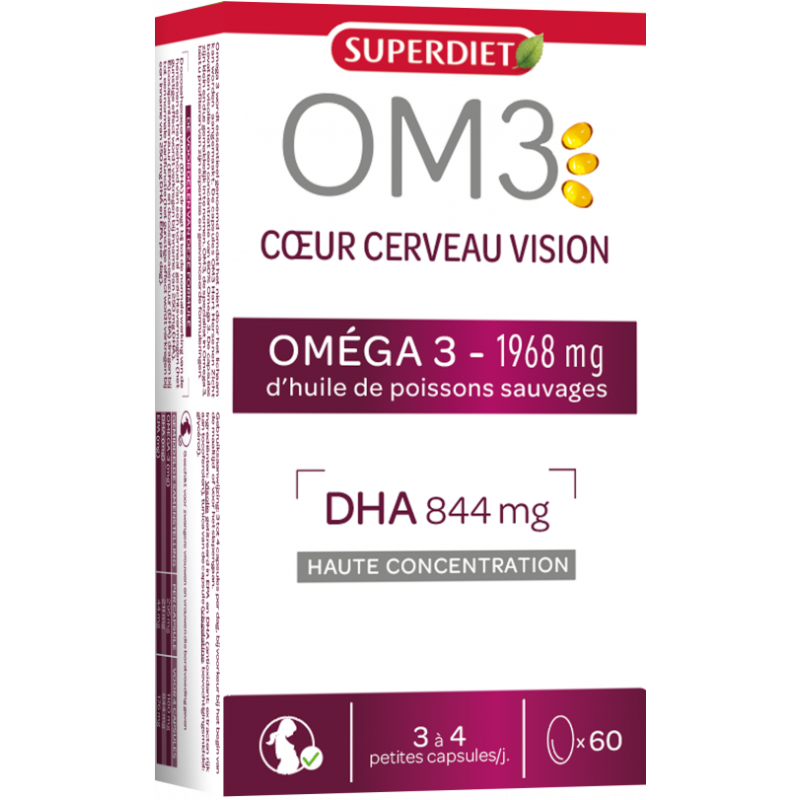 Superdiet – OM3 Cœur Cerveau Vision Oméga-3, 60 capsules