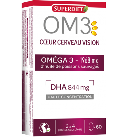 Superdiet – OM3 Cœur Cerveau Vision Oméga-3, 60 capsules