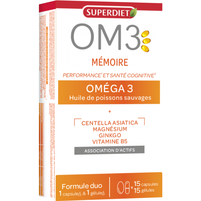 Superdiet – OM3 Mémoire, 15 capsules + 15 gélules