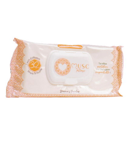 Musc Intime – La Précieuse Lingettes Intimes Amber Flower, 30 lingettes