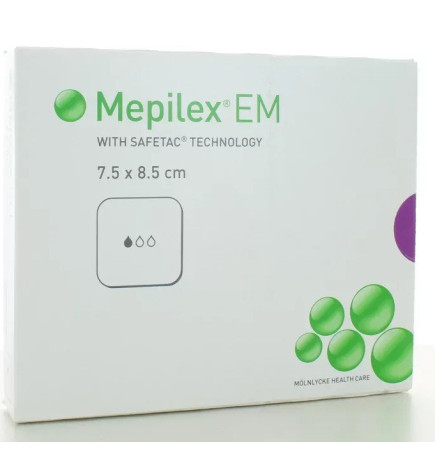 Mölnlycke – Mepilex EM Pansements  7,5 x 8,5 cm, 10 pièces