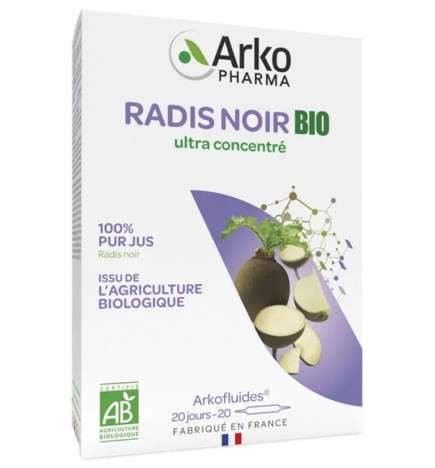 Arkopharma – Arkofluides Radis Noir Bio, 20 ampoules de 10 ml
