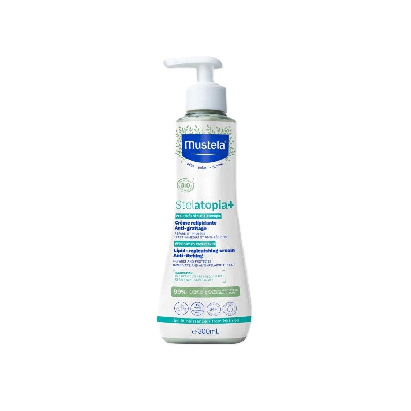 Mustela – Stelatopia+ Crème relipidante anti-grattage certifiée BIO, 300 ml