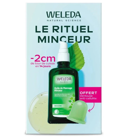 Weleda – Le Rituel Minceur Huile de Massage Minceur + Ventouse Anti-Cellulite, 100 ml