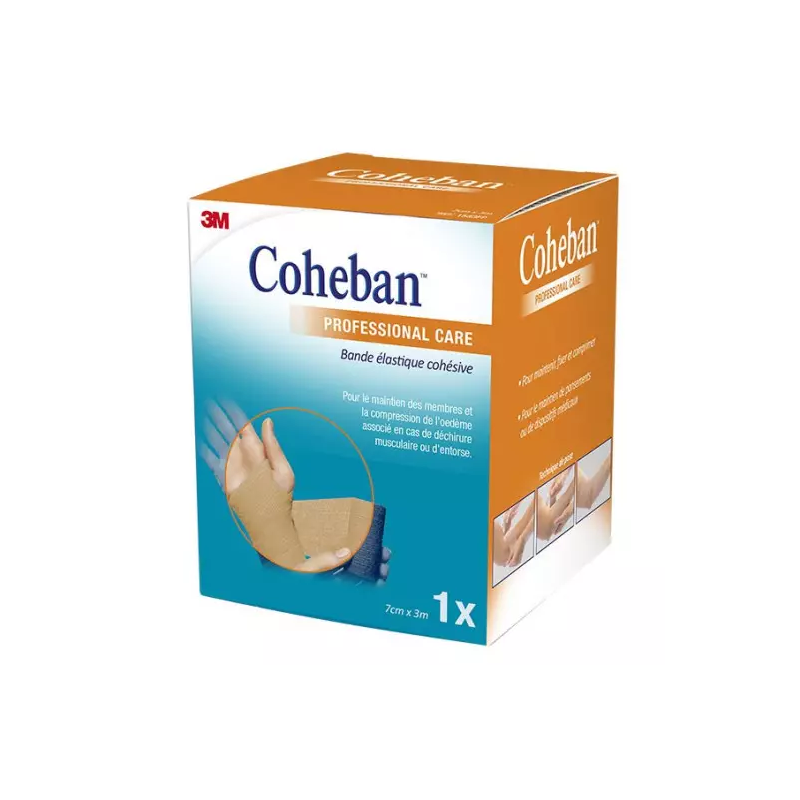 3M – Coheban Bande de contention cohésive bleue, 7 cm x 3 m