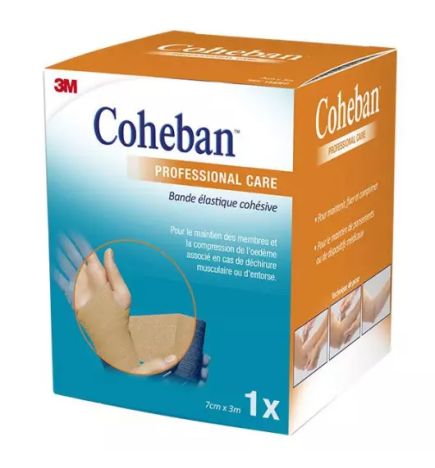 3M – Coheban Bande de contention cohésive bleue, 7 cm x 3 m